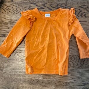 Orange ling sleeve ruffle shirt